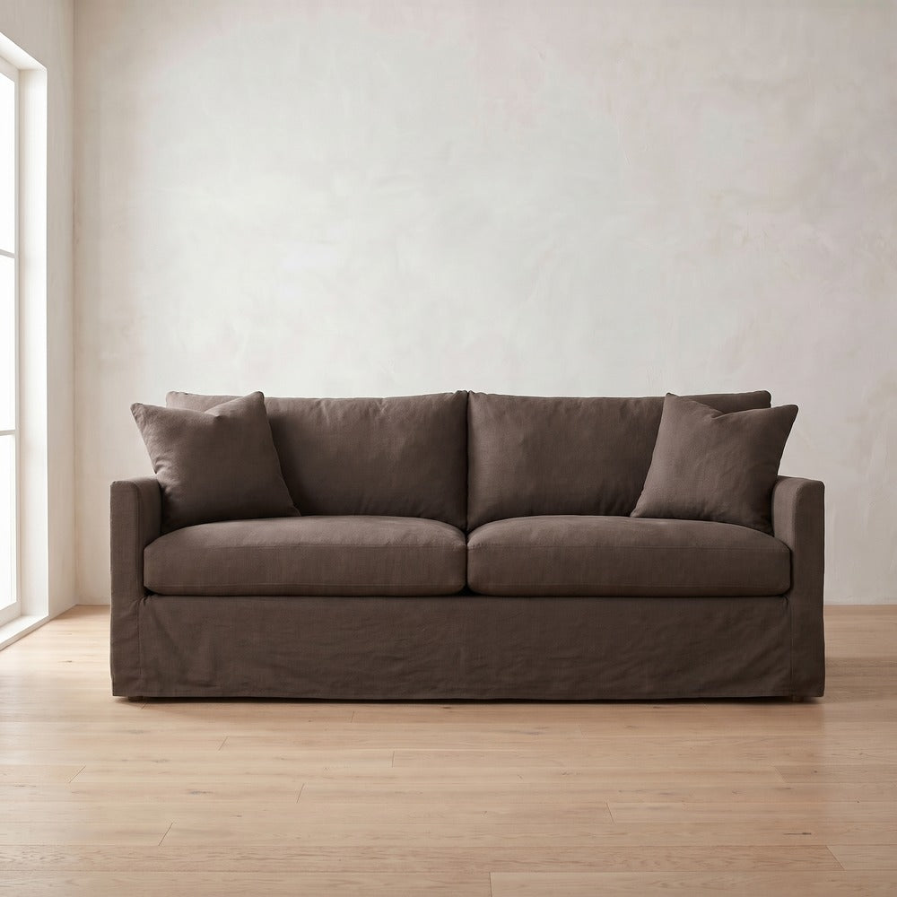 Lilah Slipcover Sofa in Bark Linen