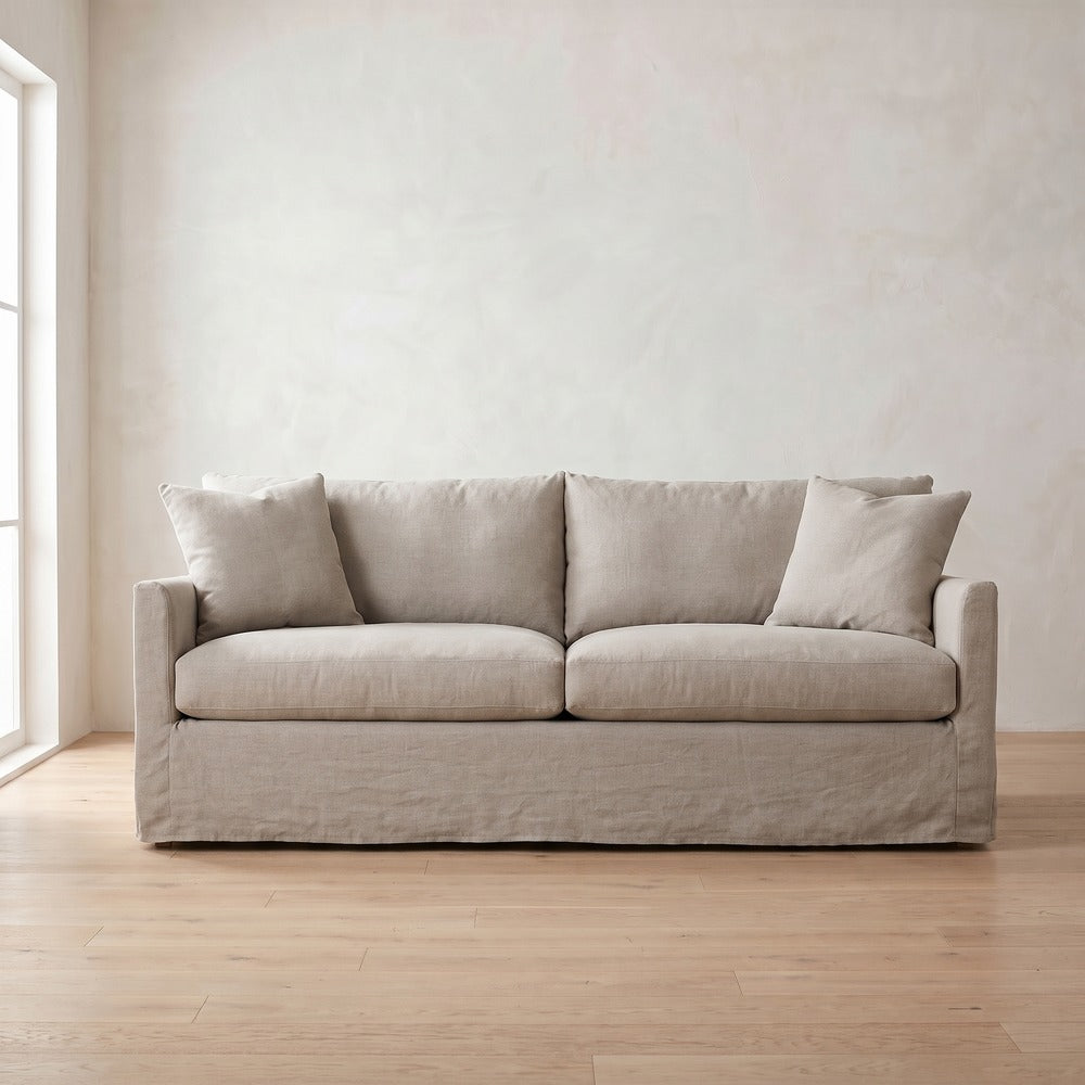 Lilah Slipcover Sofa in Natural Linen
