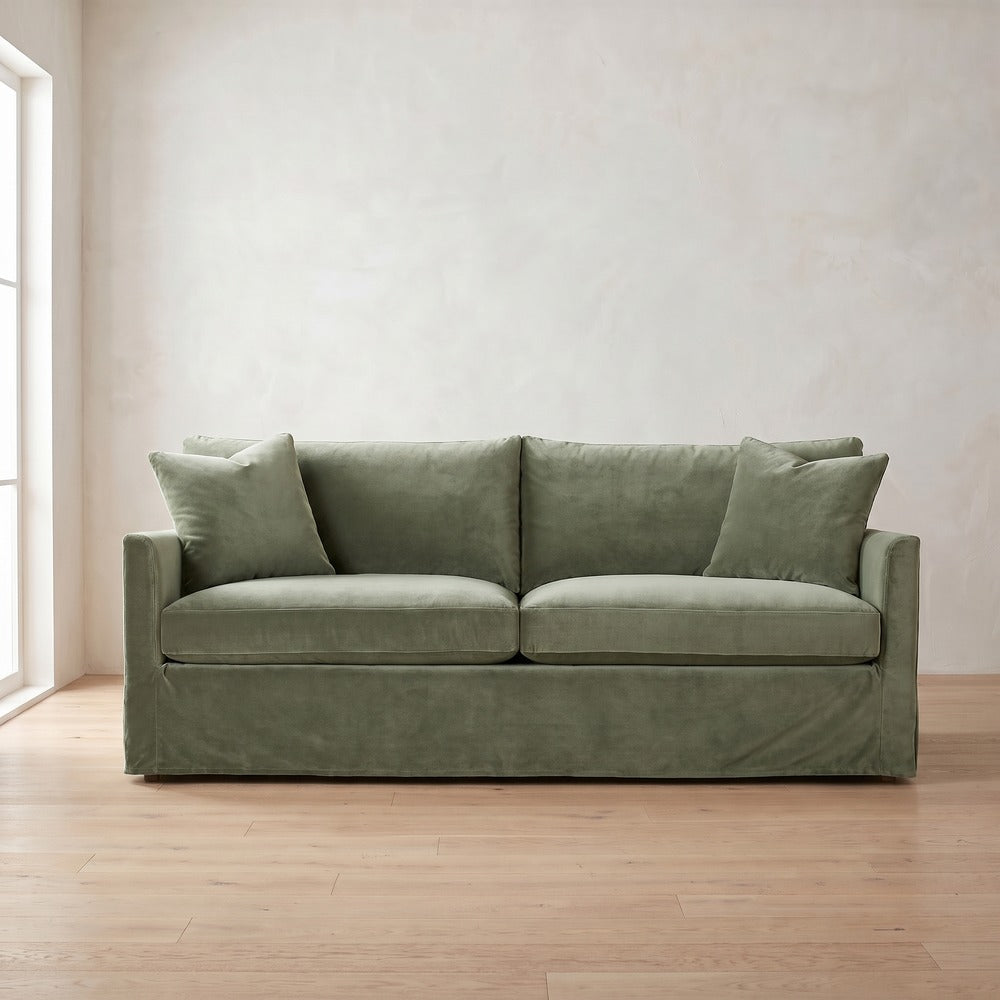 Lilah Slipcover Sofa in Sage Velvet