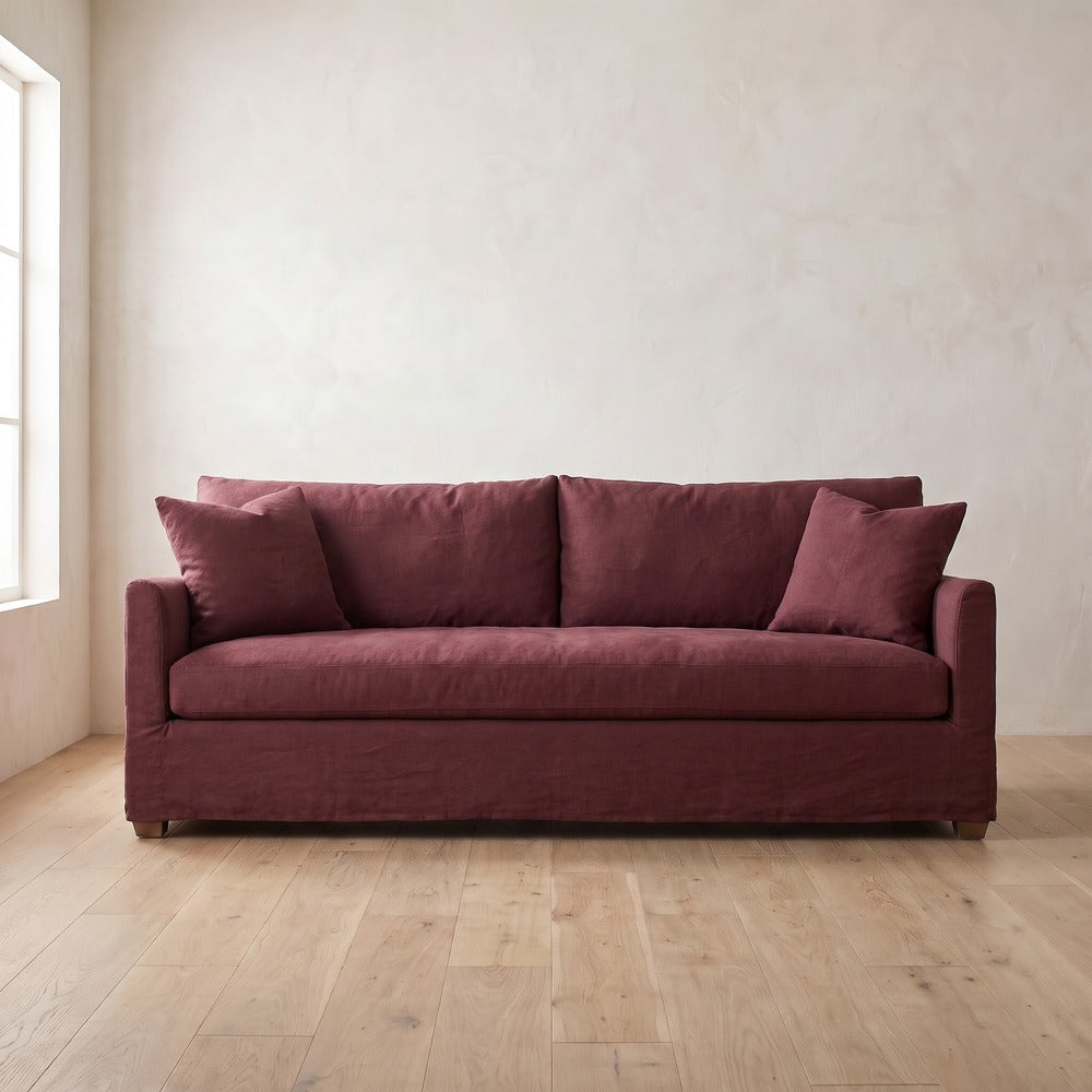 Lilah Sofa in Burgundy Linen