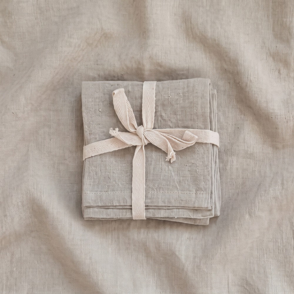 Linen Cocktail Napkin Set, Natural