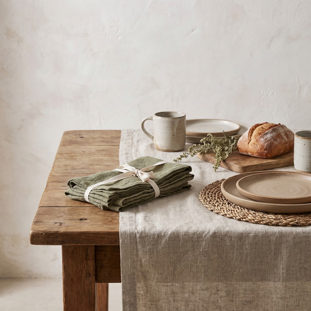 Linen Napkin Set, Olive / Set of 4, styled at home
