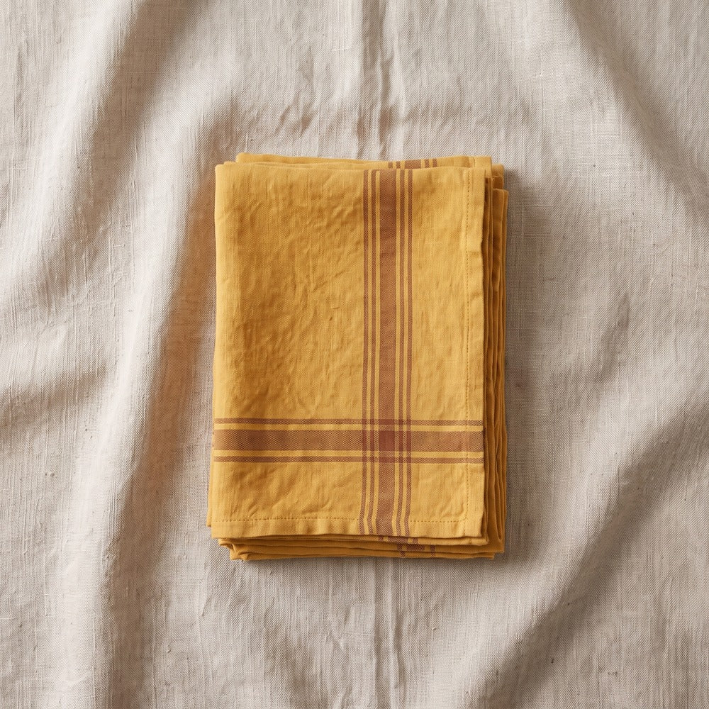 Linen Tales Napkins (Set of 2), Amber Bronze Stripes
