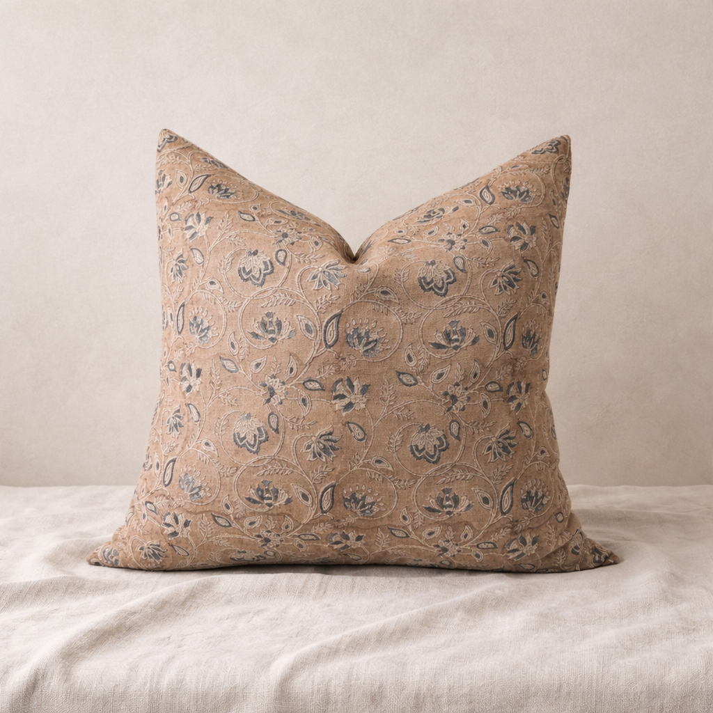 Linen Block Print Pillow