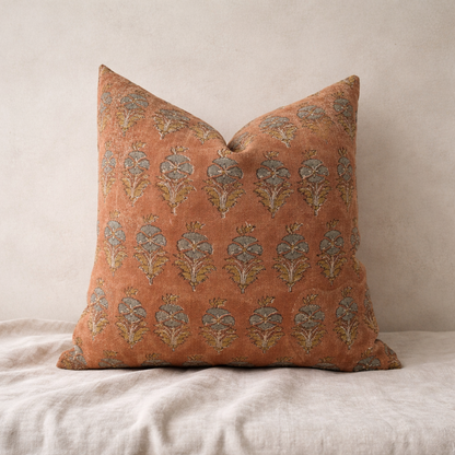 Linen Block Print Pillow