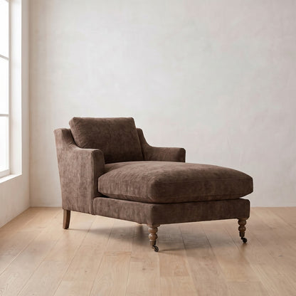 Madeline Chaise Chair in Bark Chenille
