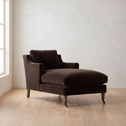Madeline Chaise Chair in Bark Velvet