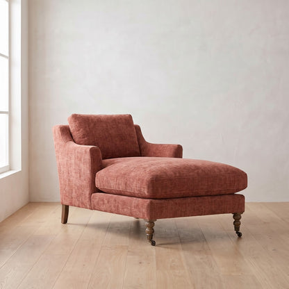 Madeline Chaise Chair in Brick Chenille