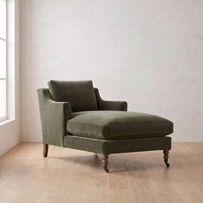 Madeline Chaise Chair in Sage Velvet