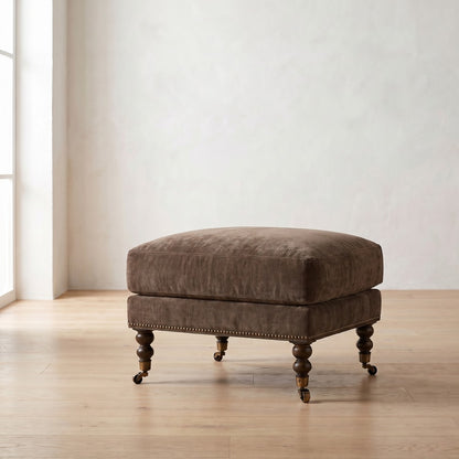 Madeline Ottoman in Bark Chenille