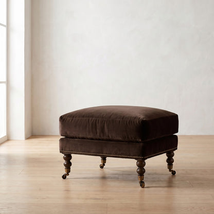 Madeline Ottoman in Bark Velvet