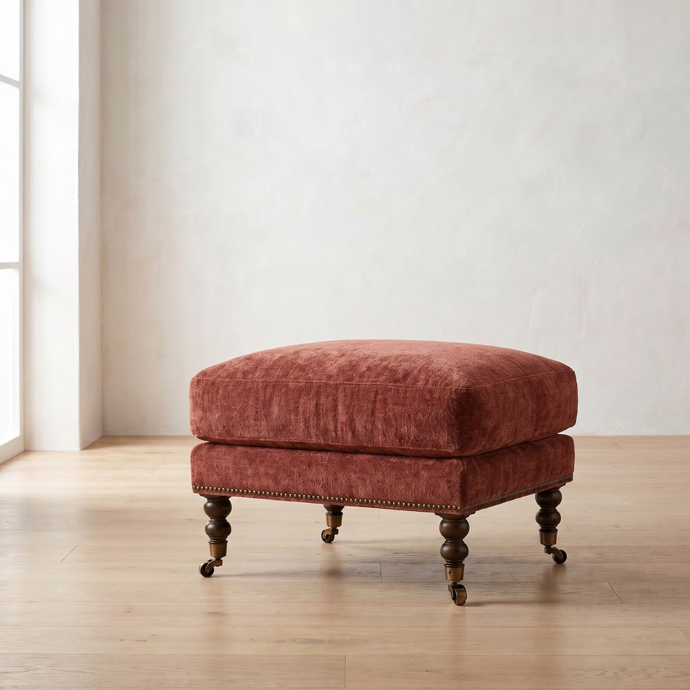 Madeline Ottoman in Brick Chenille