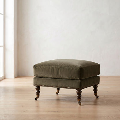 Madeline Ottoman in Sage Velvet
