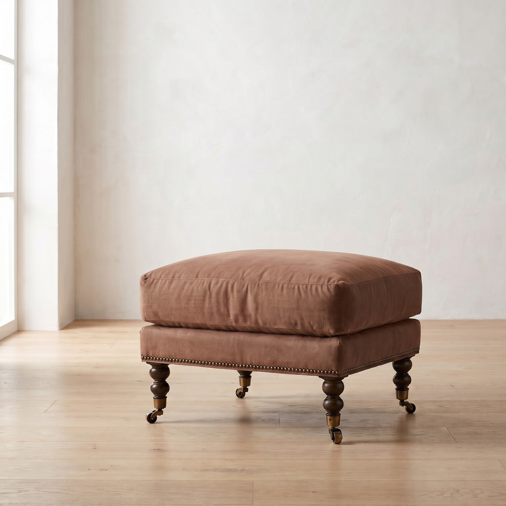 Madeline Ottoman in Terracotta Linen