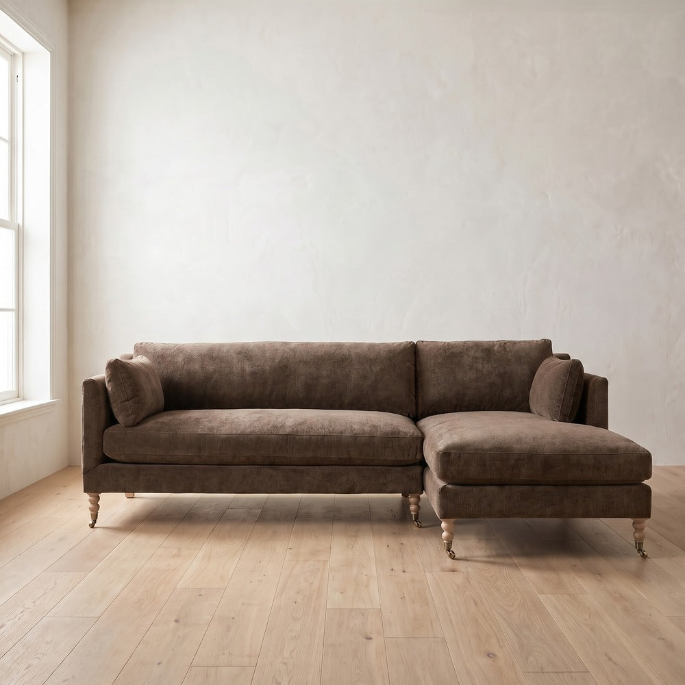 Madeline Chaise Sectional in Bark Chenille