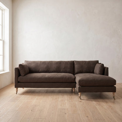 Madeline Chaise Sectional in Bark Linen