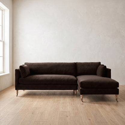 Madeline Chaise Sectional in Bark Velvet