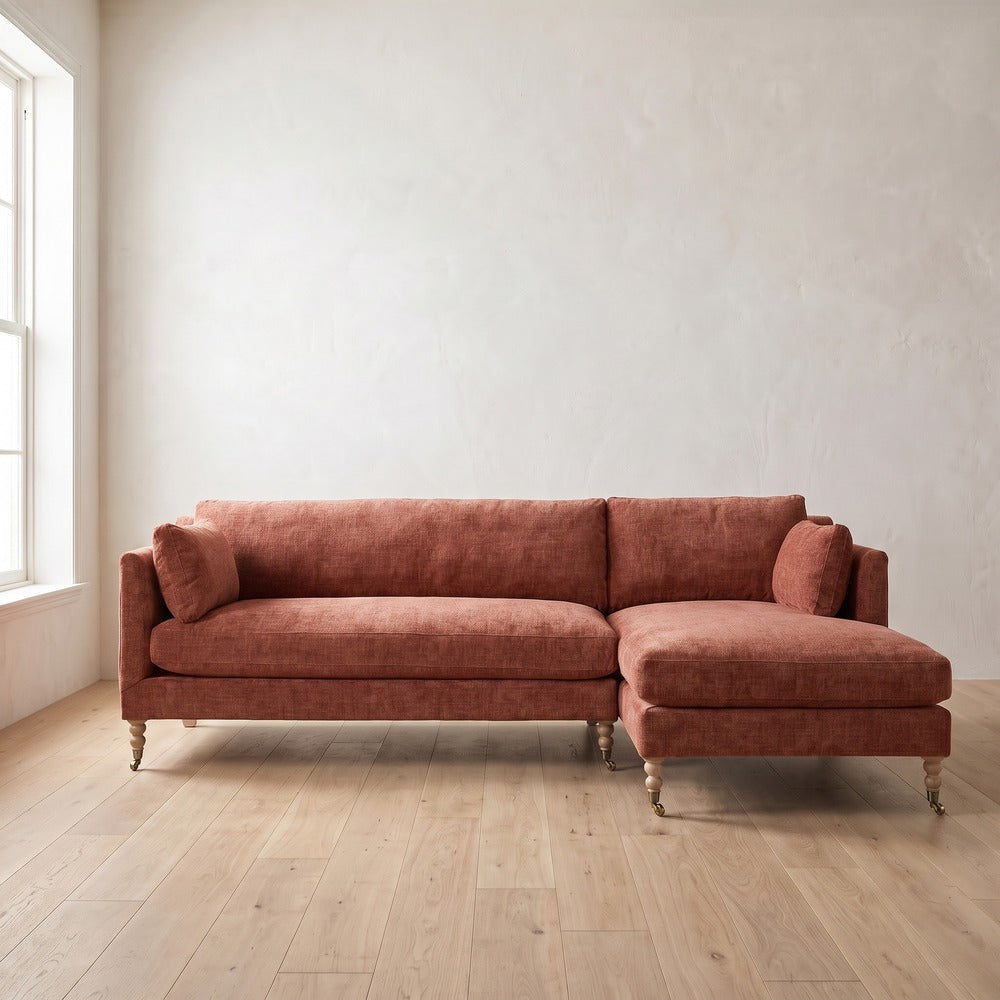 Madeline Chaise Sectional in Brick Chenille