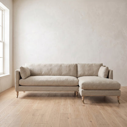 Madeline Chaise Sectional in Natural Linen