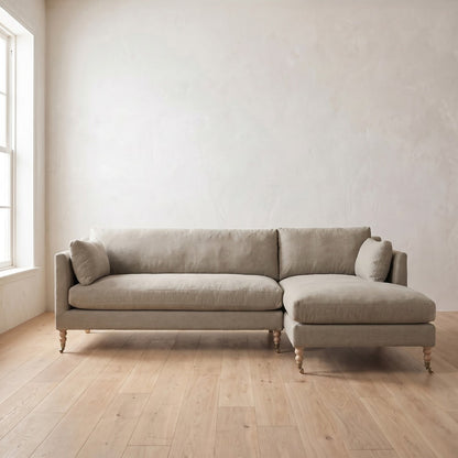 Madeline Chaise Sectional in Putty Linen