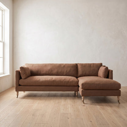 Madeline Chaise Sectional in Terracotta Linen