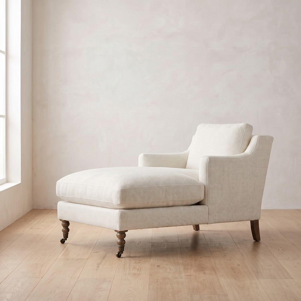 Madeline Short Skirt Chaise Chair, styled at home