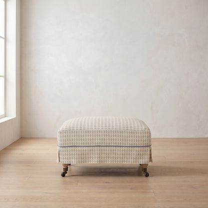 Madeline Short Skirt Ottoman, styled at home