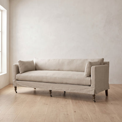 Madeline Short Skirt Settee, styled at home