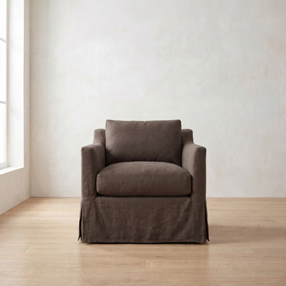 Madeline Slipcover Chair in Bark Linen