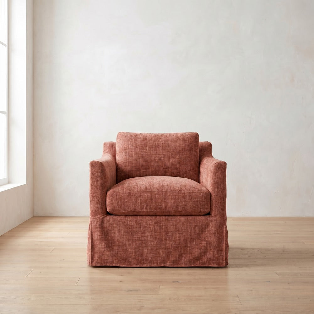 Madeline Slipcover Chair in Brick Chenille