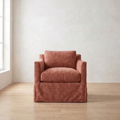 Madeline Slipcover Chair in Brick Chenille