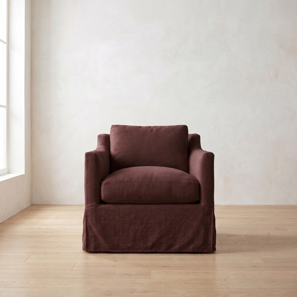 Madeline Slipcover Chair in Burgundy Linen