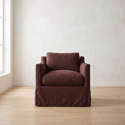 Madeline Slipcover Chair in Burgundy Linen