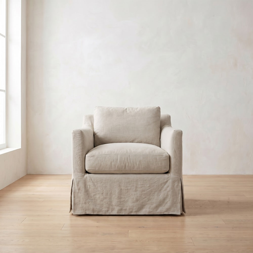 Madeline Slipcover Chair in Natural Linen