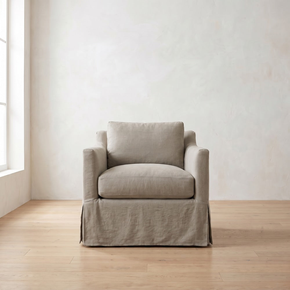 Madeline Slipcover Chair in Putty Linen