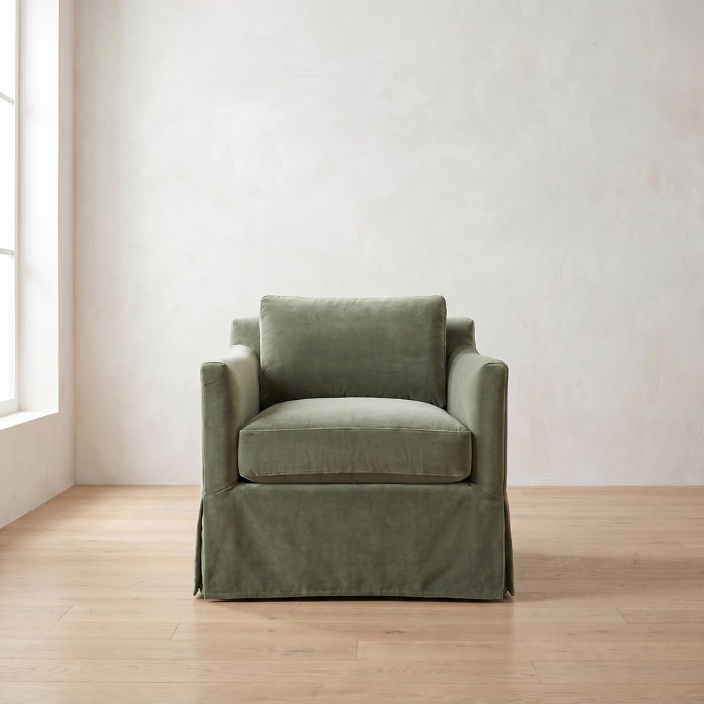 Madeline Slipcover Chair in Sage Velvet