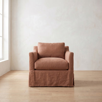 Madeline Slipcover Chair in Terracotta Linen