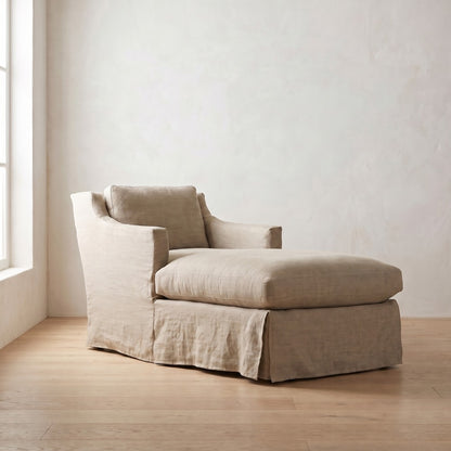 Madeline Slipcover Chaise Chair in Natural Linen