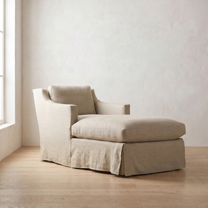 Madeline Slipcover Chaise Chair in Natural Performance Linen