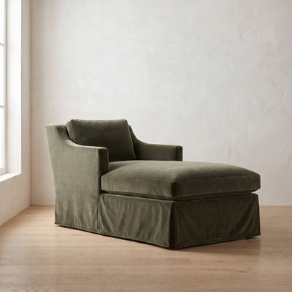 Madeline Slipcover Chaise Chair in Sage Velvet