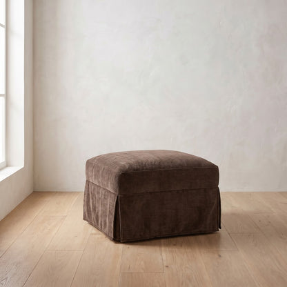 Madeline Slipcover Ottoman in Bark Chenille