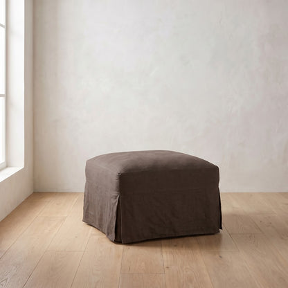 Madeline Slipcover Ottoman in Bark Linen
