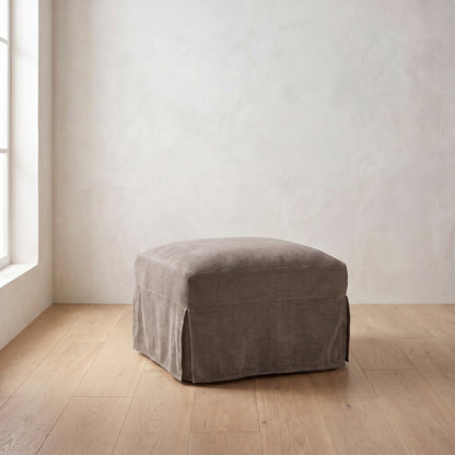Madeline Slipcover Ottoman in Charcoal Brown Performance Chenille