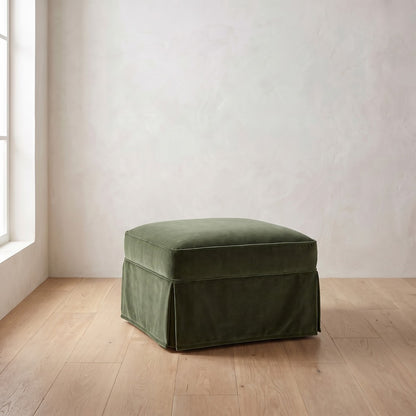 Madeline Slipcover Ottoman in Sage Velvet