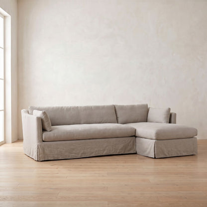 Madeline Slipcover Chaise Sectional in Natural Linen