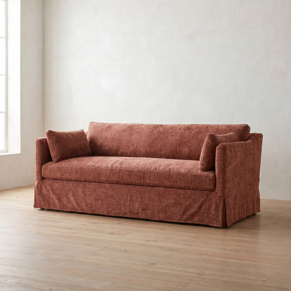 Madeline Slipcover Sofa in Brick Chenille