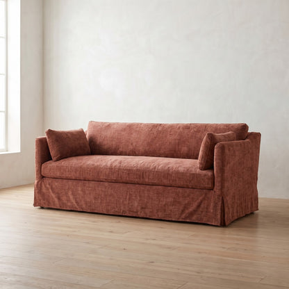 Madeline Slipcover Sofa in Brick Chenille