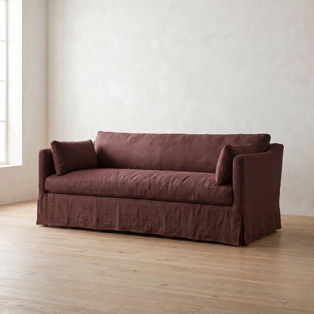 Madeline Slipcover Sofa in Burgundy Linen
