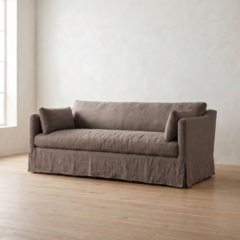 Madeline Slipcover Sofa in Charcoal Brown Performance Chenille