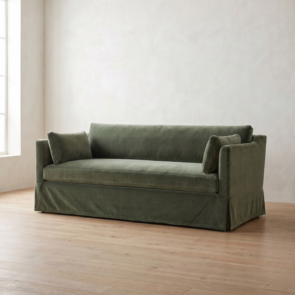 Madeline Slipcover Sofa in Sage Velvet